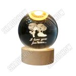 گوی شیشه‌ای لیزری طرح دختر و پسر عاشق با نور رنگی laser-glass-ball-forever-love-couple