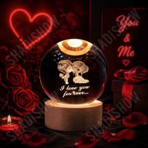 گوی شیشه‌ای لیزری طرح «پیوند ابدی» | با حکاکی اختصاصی I Love You Forever